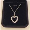 Image 2 : Platinum Plated 2.4tcw Simulated Diamond (CZ) Heart Necklace - Adjustable 16"-18" Long