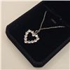Image 3 : Platinum Plated 2.4tcw Simulated Diamond (CZ) Heart Necklace - Adjustable 16"-18" Long