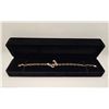 Image 1 : 18k Gold Plated 28.0mm Simulated Diamond (CZ) Butterfly Bracelet - Adjustable 6"-7" Long