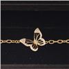 Image 2 : 18k Gold Plated 28.0mm Simulated Diamond (CZ) Butterfly Bracelet - Adjustable 6"-7" Long