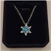 Image 2 : Platinum Plated 34.0mm Simulated Diamond (CZ) Snowflak Necklace - Chain 18" Long