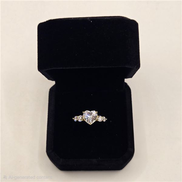 14k Gold Plated 2.0ct Heart Cut Simulated Diamond (CZ) Ring - Size 7