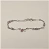 Image 2 : Platinum Plated Pear Cut Pink Simulated Diamond (CZ) Bracelet - 6.75"-8.5" Long