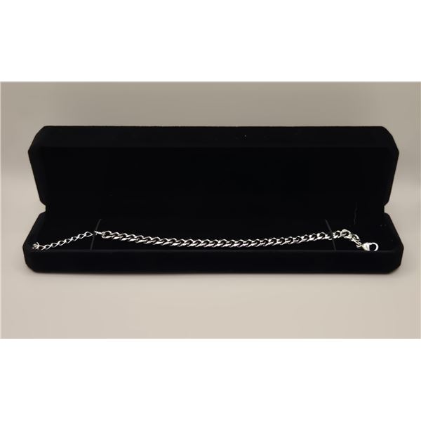 Platinum Plated 7.0mm Cuban Link Bracelet - Adjustable 7"-9" Long