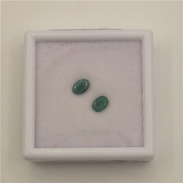 0.9ct Pair of Natural Emerald Untreated Oval Cut - 3.7*5.3mm/3.8*5.5mm