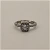 Image 3 : Platinum Plated 0.5ct Simulated Diamond (CZ) Halo Ring - Resizeable