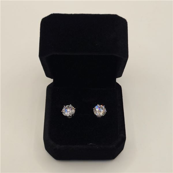 Platinum Plated 2.0ct Each Simulated Diamond (CZ) Stud Earrings