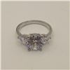 Image 4 : 925S 3.0ct Simulated Diamond (CZ) Trinity Ring w/ Heart Cut Sidestones - Size 7, Mounted in 925 Ster