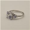 Image 5 : 925S 3.0ct Simulated Diamond (CZ) Trinity Ring w/ Heart Cut Sidestones - Size 7, Mounted in 925 Ster