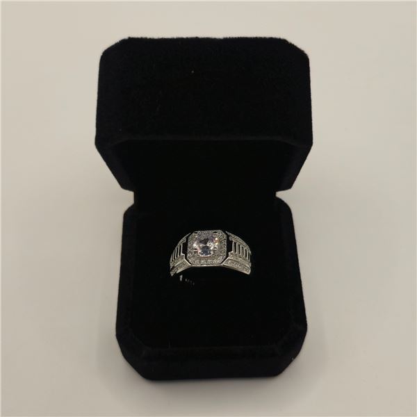 Platinum Plated 1.0ct Simulated Daimond (CZ) Man's Ring - Resizeable