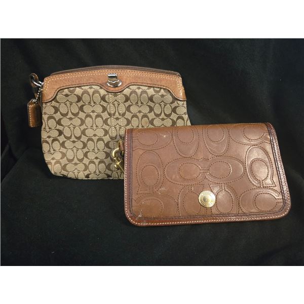 2 Coach Vintage Brown Leather Handbags - Used Condition, No COA