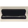 Image 1 : Platinum Plated 2.5mm Simulated Diamond (CZ) Tennis Necklace - Adjustable Chain 18" to 20" long
