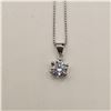Image 4 : 925S 1.0ct Moissanite Lab Diamond Solitaire Necklace - Adjustable 16" to 17.5" Long, Mounted in 925 