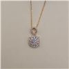 Image 4 : 18k Gold Plated 18.0mm Simulated Diamond (CZ) Cluster Necklace - Chain 17" Long