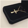 Image 3 : 14K Gold Plated 34.0mm Simulated Diamond (CZ) Cross Necklace - Adjustable 17" -18" Long