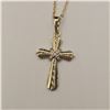 Image 4 : 14K Gold Plated 34.0mm Simulated Diamond (CZ) Cross Necklace - Adjustable 17" -18" Long