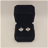 Image 1 : 14K Gold Plated 3.0ct Each Princess Cut Simulated Diamond (CZ) Stud Earrings