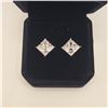 Image 2 : 14K Gold Plated 3.0ct Each Princess Cut Simulated Diamond (CZ) Stud Earrings