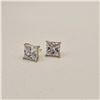 Image 4 : 14K Gold Plated 3.0ct Each Princess Cut Simulated Diamond (CZ) Stud Earrings