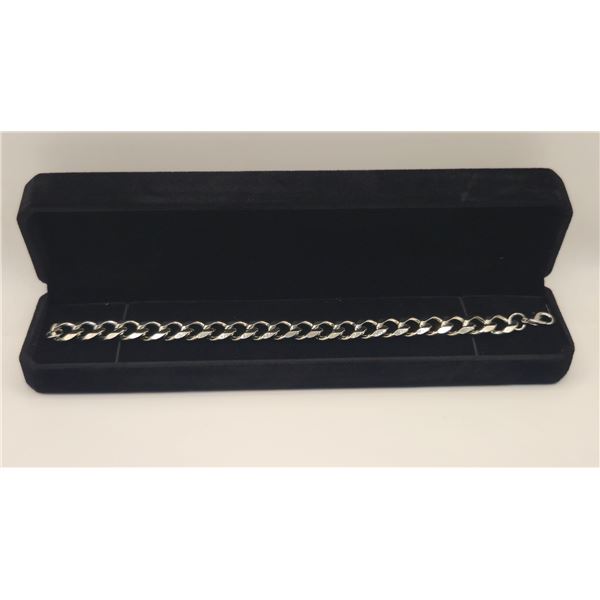 Platinum Plated 12.0mm Cuban Link Bracelet 8.25" Long