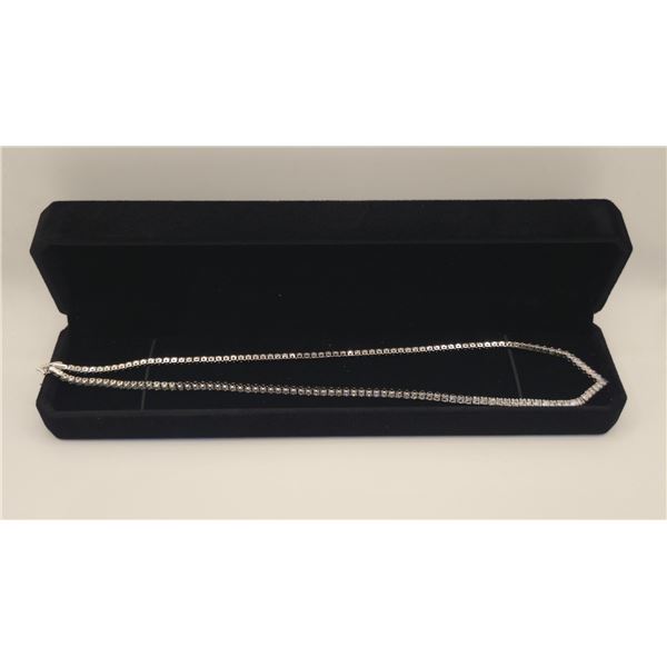 Platinum Plated 2.5mm Princess Cut Simulated Diamond (CZ) Tennis Necklace - Chain 18" Long