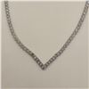 Image 3 : Platinum Plated 2.5mm Princess Cut Simulated Diamond (CZ) Tennis Necklace - Chain 18" Long