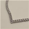 Image 4 : Platinum Plated 2.5mm Princess Cut Simulated Diamond (CZ) Tennis Necklace - Chain 18" Long