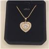 Image 2 : 14K Gold Plated 0.55ct Heart Cut Simulated Diamond  (CZ) Heart Cluster Necklace - Chain 18" Long