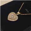 Image 3 : 14K Gold Plated 0.55ct Heart Cut Simulated Diamond  (CZ) Heart Cluster Necklace - Chain 18" Long