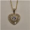 Image 4 : 14K Gold Plated 0.55ct Heart Cut Simulated Diamond  (CZ) Heart Cluster Necklace - Chain 18" Long