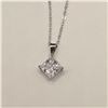Image 4 : 925S 1.5ct Princess Cut Simulated Diamond (CZ) Necklaace - Adjustable 16" to 18" Long, Mounted in 92
