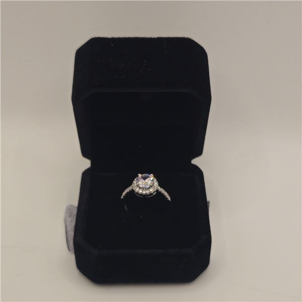 Platinum Plated 1.0ct Simulated Diamond (CZ) Halon Ring - Resizeable