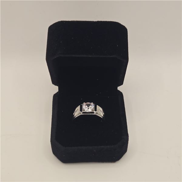 Platinum Plated 1.0ct Siumalted Daimond (CZ) Man's Ring - Resizeable