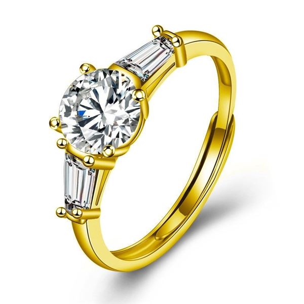 GORGEOUS 1 CT. MOISSANITE RING IN 18K YELLOW GOLD OVER 925 STERLING SILVER - D WHITE COLOR, VVS (EYE