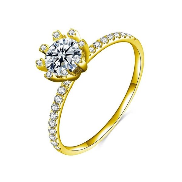 1 CT. MOISSANITE RING IN 18K YELLOW GOLD OVER 925 STERLING SILVER - D WHITE COLOR, VVS (EYE CLEAN) C