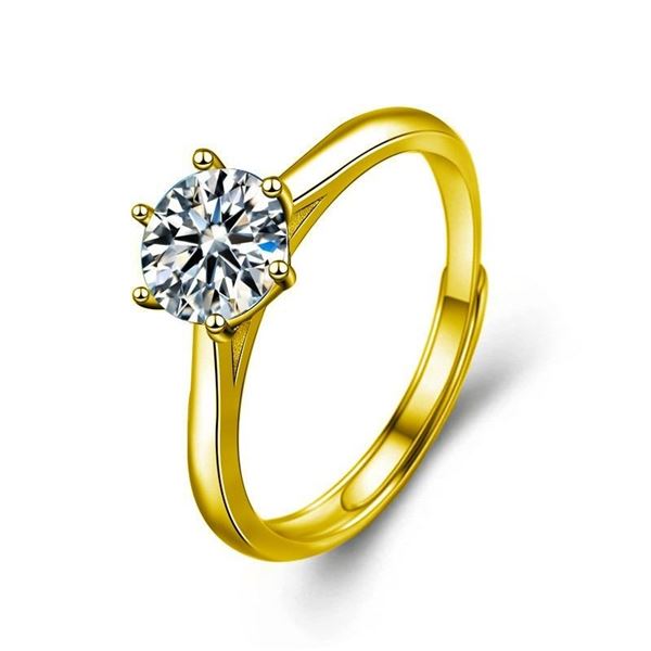 0.5 CT. MOISSANITE RING IN 18K YELLOW GOLD OVER 925 STERLING SILVER - D WHITE COLOR, VVS (EYE CLEAN)