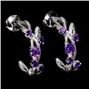 Image 1 : ROUND CUT AMETHYST EARRINGS IN 14K WHITE PLATED GOLD OVER 925 STERLING SILVER - APPRAISED REPLACEMEN