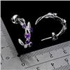 Image 3 : ROUND CUT AMETHYST EARRINGS IN 14K WHITE PLATED GOLD OVER 925 STERLING SILVER - APPRAISED REPLACEMEN