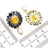 Image 3 : HIGH END 5X3 mm YELLOW SAPPHIRE, BLUE SAPPHIRE, RUBY AND PEARL EARRINGS IN 14K YELLOW PLATED GOLD OV
