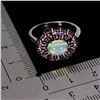 Image 3 : 8X6 mm FIRE OPAL AND DIAMOND CUT RUBY RING IN 14K WHITE GOLD PLATED OVER 925 STERLING SILVER - SIZE 