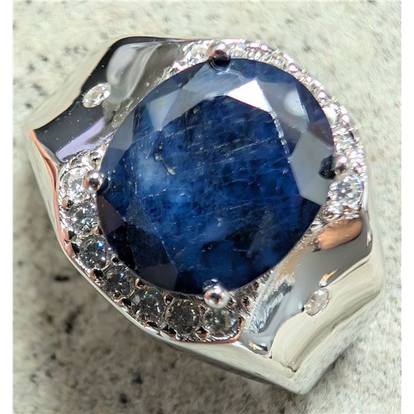 SILVER(6.97g), SAPPHIRE (4.15ct)RING, size , appraised/retail value $400