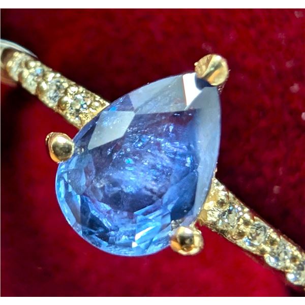 10K(1.97g), SAPPHIRE (0.9ct), MOISSANITE (0.08ct)RING, size 6.5, appraised value $1375