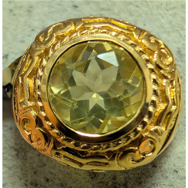 SILVER(9.85g), LEMON QUARTZ (3.65ct)RING, size , appraised/retail value $500