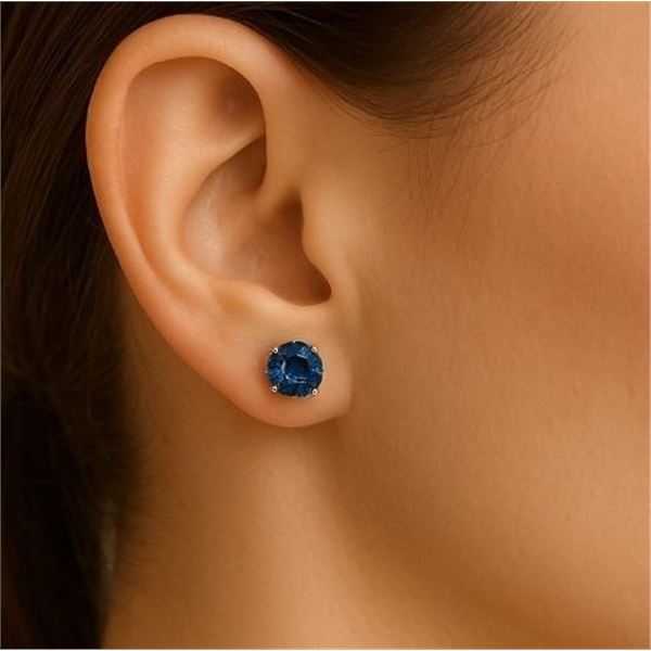 14K(0.53g), LAB BLUE DIAMOND (0.6ct)EARRING, appraised/retail value $1175