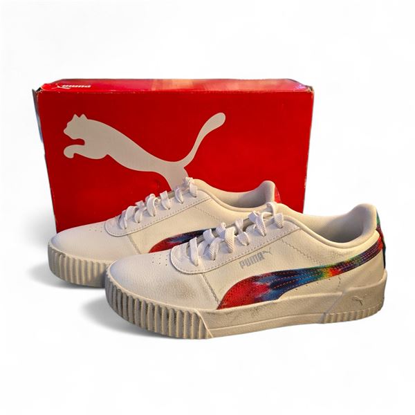 Puma Carina Tie Dye White-Metallic Silver Snickers - Size US 8 (Women)   Condition: slighly used, Al