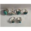 Image 1 : 6 New Blue Turquoise Rings in Silver Settings - all stamped .925 (longest ring is 29 mm) Total weigh