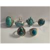 Image 3 : 6 New Blue Turquoise Rings in Silver Settings - all stamped .925 (longest ring is 29 mm) Total weigh