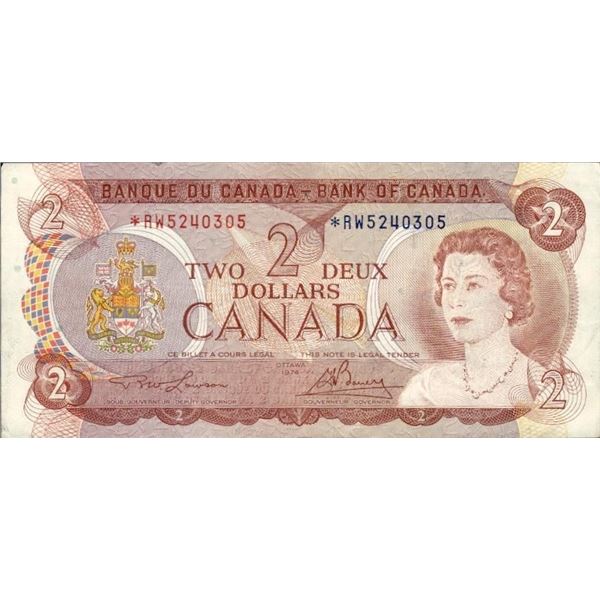 Bank of Canada 1974 Two Dollars (*) Replacement