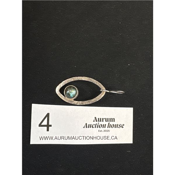 Hand Crafted Sterling Silver w/ LABRADORITE Stone Pendant, Marked 925