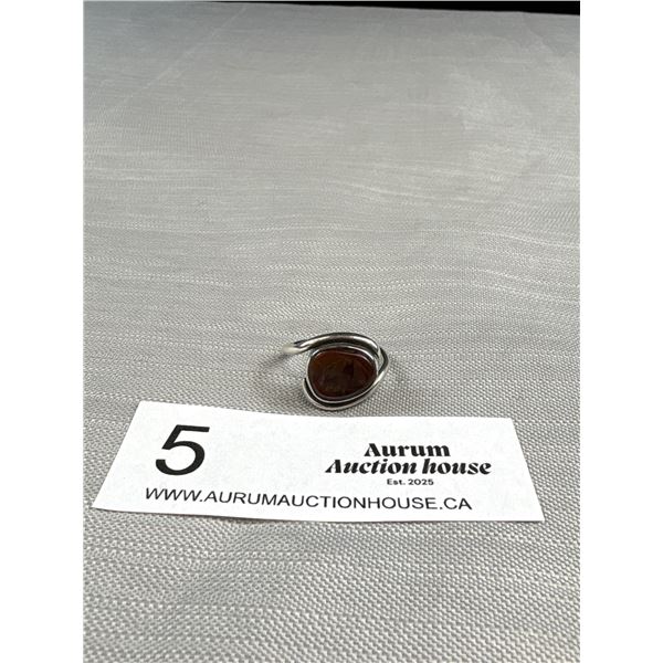 Sterling Silver w/ Mexican Opal Stone Ring, Size 7